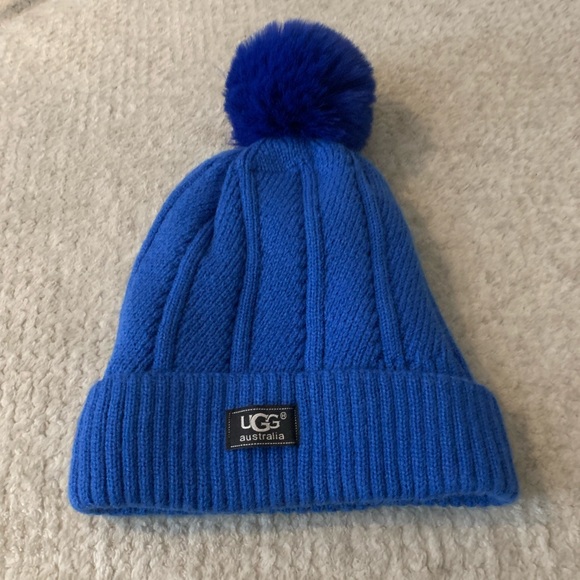 UGG Accessories - UGG unisex Royal Blue Knit Hat with Pom-Pom